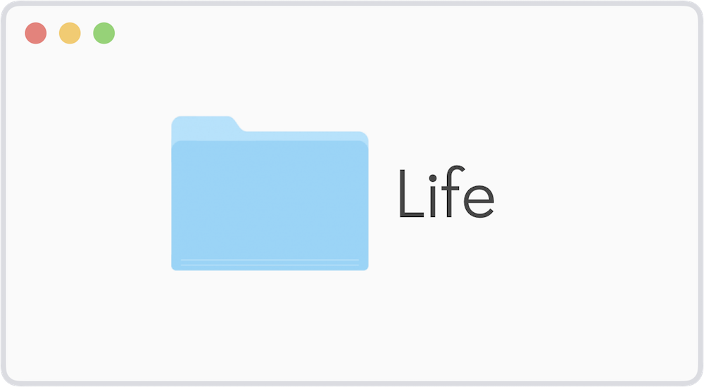 Illustration of a computer folder called "Life"